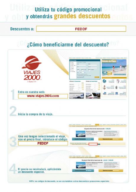 DESCUENTOS DE VIAJES 2000 PARA FEDERACIONES, FEDERADOS Y FAMILIARES