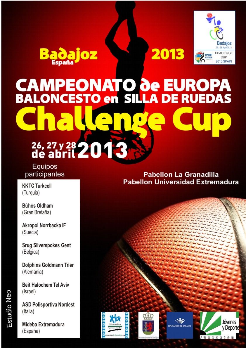 BADAJOZ ACOGERÁ DEL 25 AL 28 DE ABRIL LA CHALLENGE CUP DE BALONCESTO EN SILLA DE RUEDAS, CON EL EQUIPO ANFITRIÓN MIDEBA EXTREMADURA COMO UNO DE LOS MÁXIMOS ASPIRANTES PARA CONSEGUIR LA COPA.