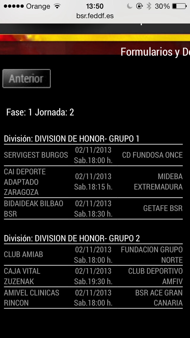 CALENDARIO DE LA SEGUNDA JORNADA DE LA LIGA NACIONAL DE BALONCESTO EN SILLA DE RUEDAS EN SU DIVISIÓN DE HONOR.
