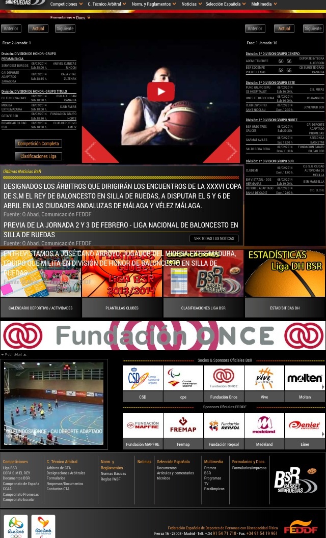 LA WEB OFICIAL DE BALONCESTO EN SILLA DE RUEDAS, PRESENTA NUEVAS Y RENOVADAS FUNCIONALIDADES, DE CARA A QUE LOS USUARIOS PUEDAN OBTENER UNA MEJOR , MÁS AMPLIA Y VARIADA INFORMACIÓN.