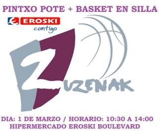 ZUZENAK TE INVITA A UN PINTXO-POTE POR 1 EURO EN EL HIPERMERCADO EROSKI BOULEVARD EL PROXIMO 1 DE MARZO ENTRE LAS 10:30 Â– 14:00 H