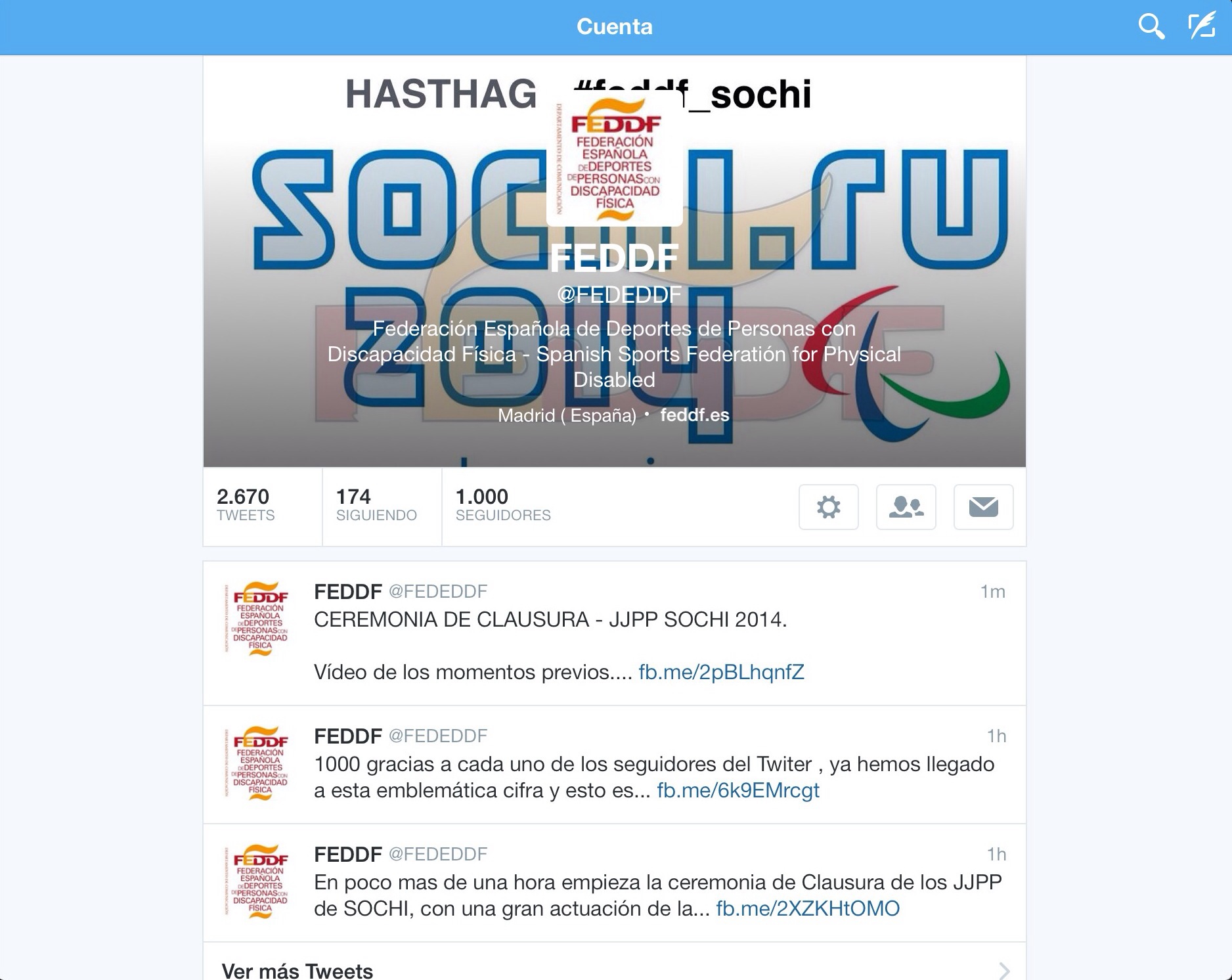EL TWITTER DE LA FEDDF, LLEGA A LOS 1000 SEGUIDORES.