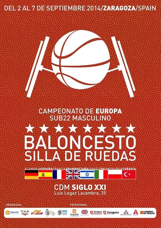 CALENDARIO OFICIAL DE PARTIDOS Y ENTRENAMIENTOS DEL CAMPEONATO DE EUROPA DE SELECCIONES SUB 22 DE BALONCESTO EN SILLA DE RUEDAS , A CELEBRAR DEL 1 AL 7 DE SEPTIEMBRE EN ZARAGOZA.
