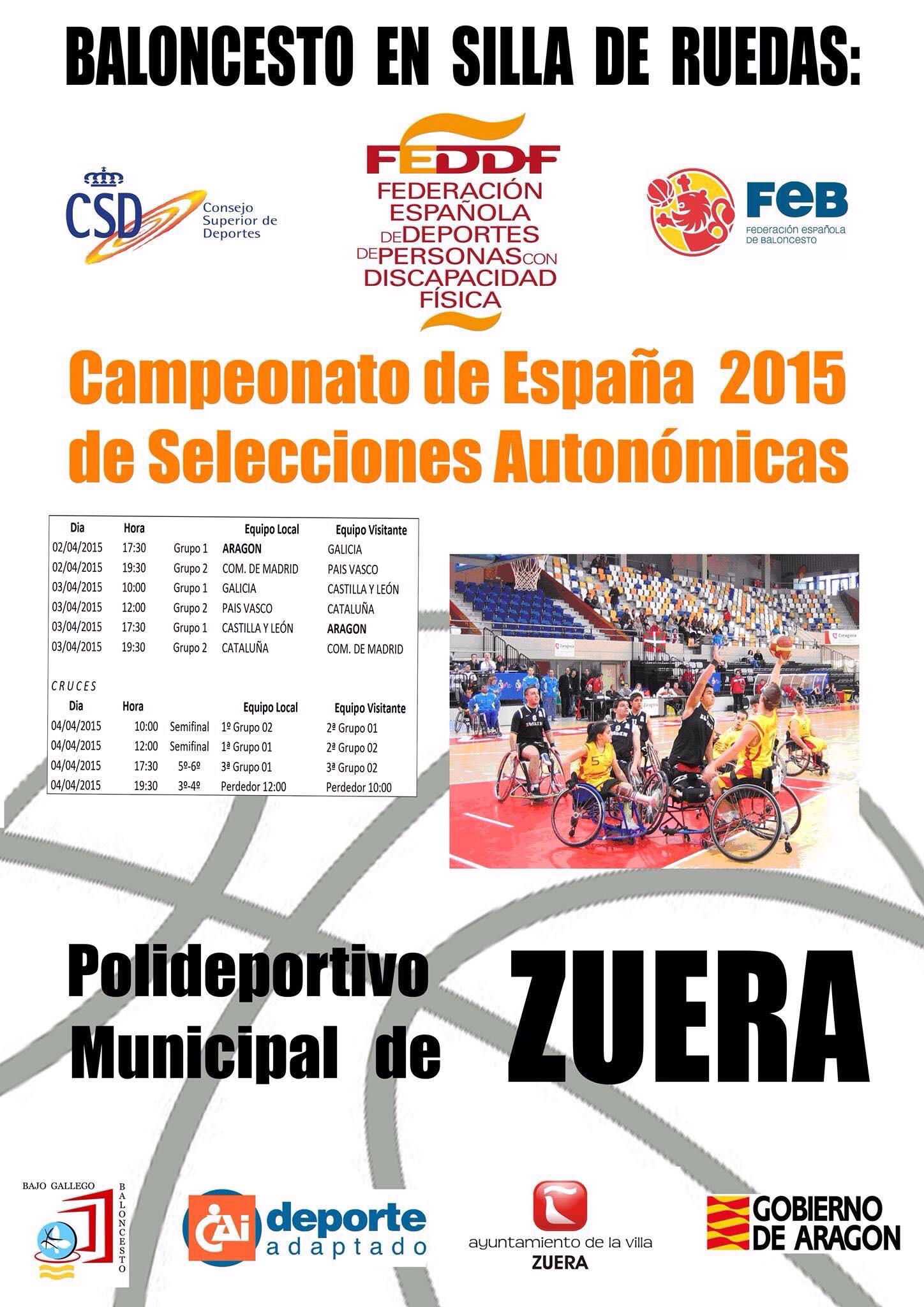 Cataluña-Galicia y Aragón-Madrid, semifinales del Campeonato Escolar de Baloncesto en Silla de Ruedas
