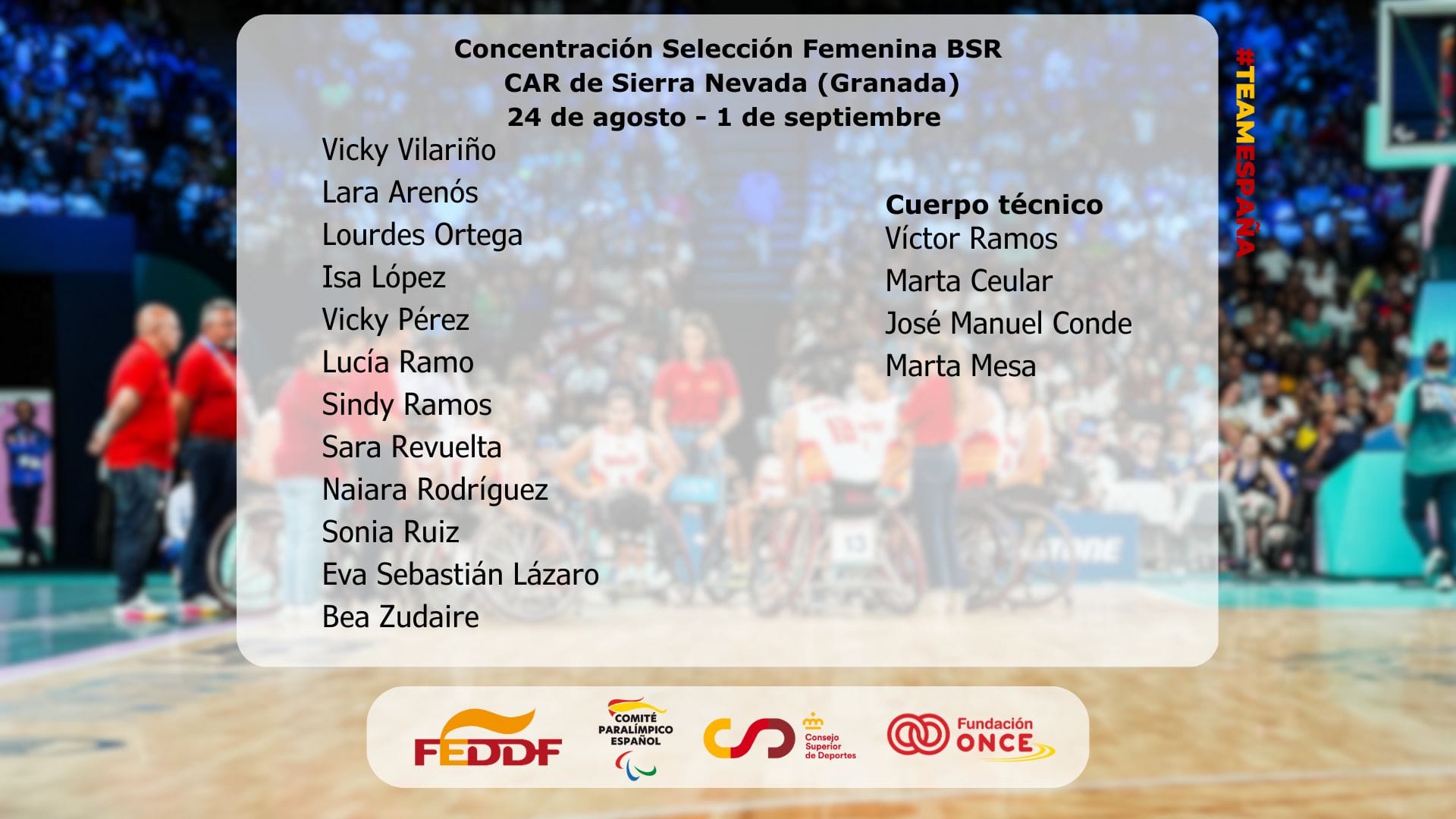 Convocatoria de la selección femenina para la concentración en el CAR de Sierra Nevada