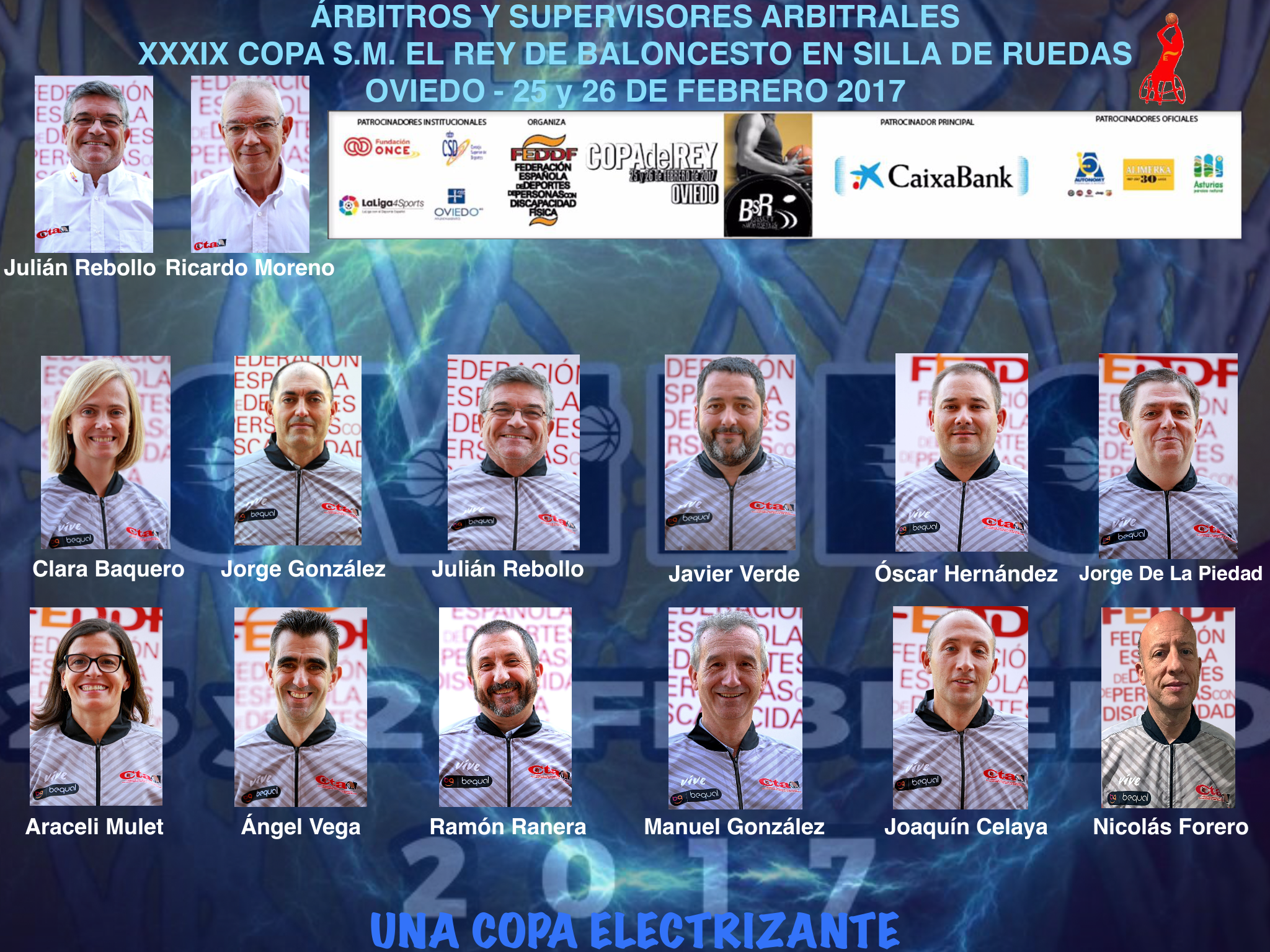 Designados los doce árbitros que dirigirán los encuentros de la XXXIX COPA DE S.M. EL REY DE BALONCESTO EN SILLA DE RUEDAS