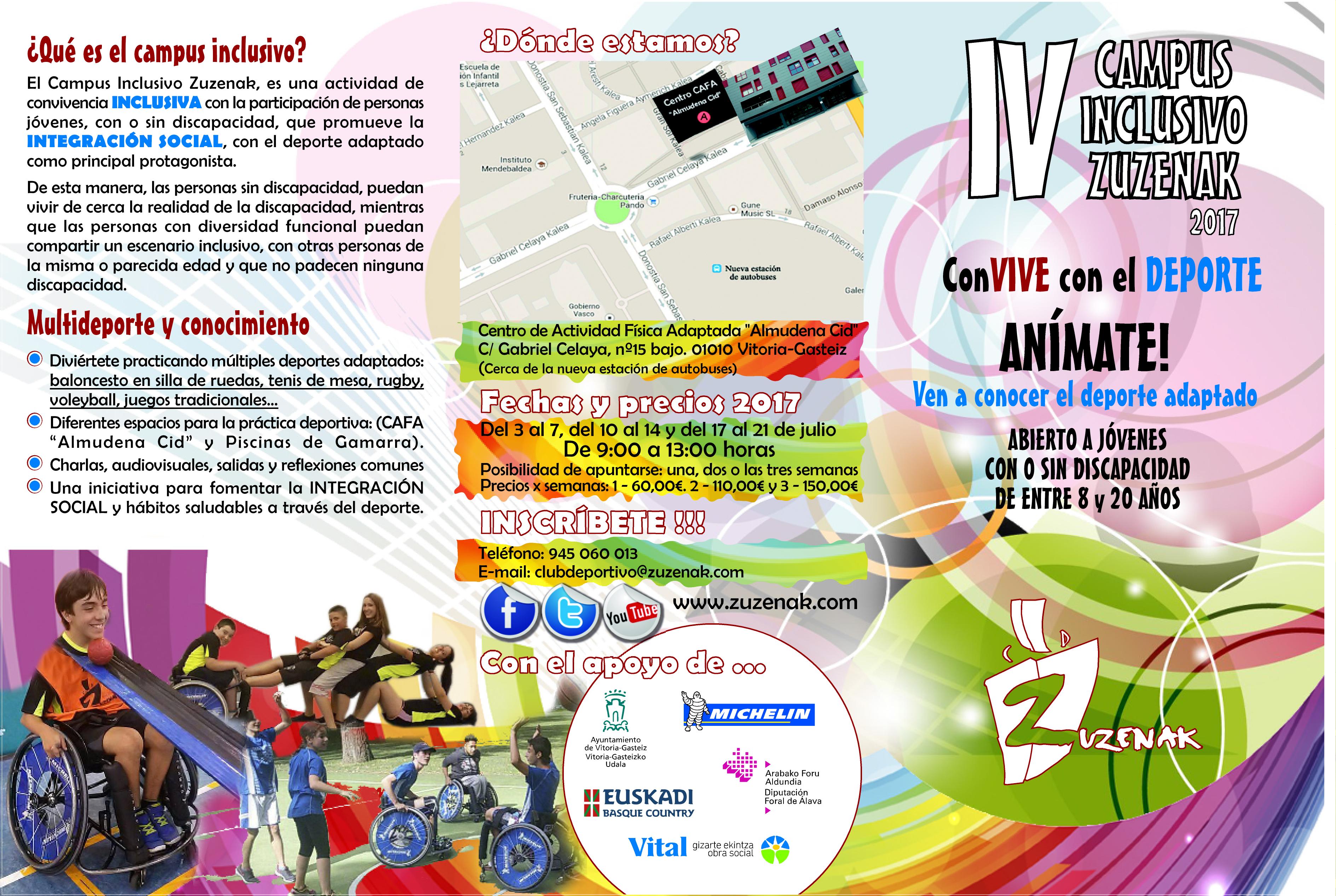 ABRIMOS INSCRIPCIONES PARA EL IV CAMPUS INCLUSIVO ZUZENAK ConVIVE con el deporte (Del 3 al 21 de Julio)