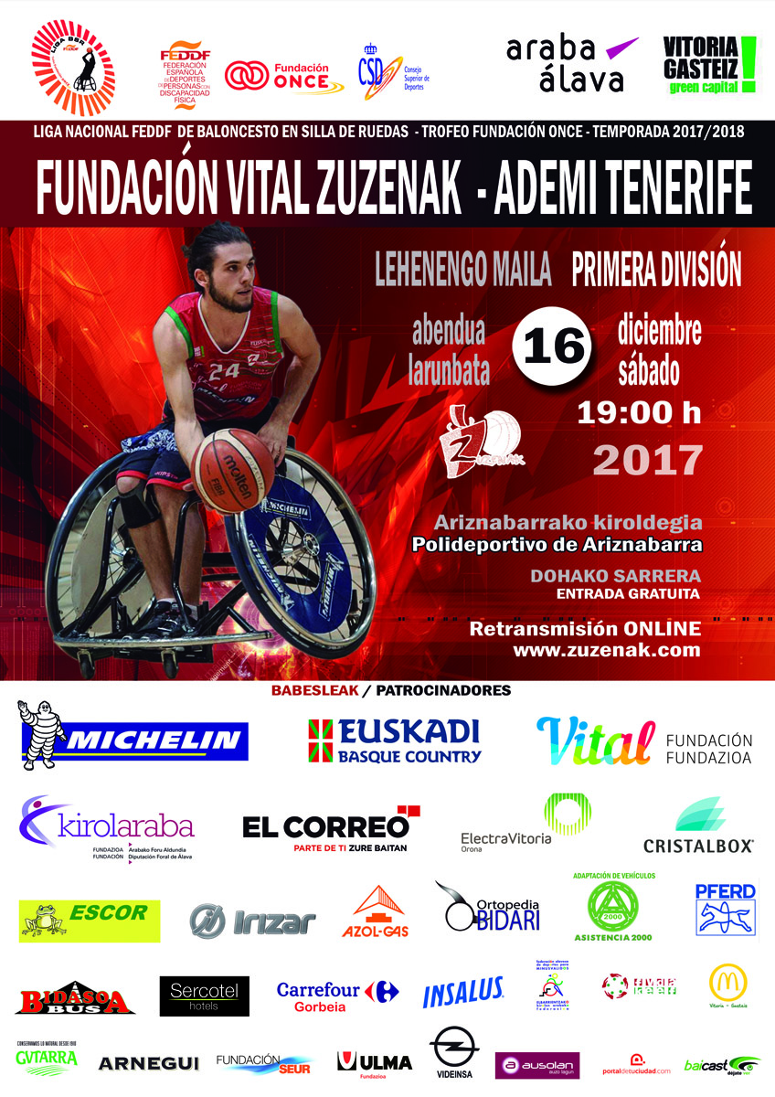 El Fundación Vital Zuzenak recibe al colista Ademi Tenerife para cerrar el año