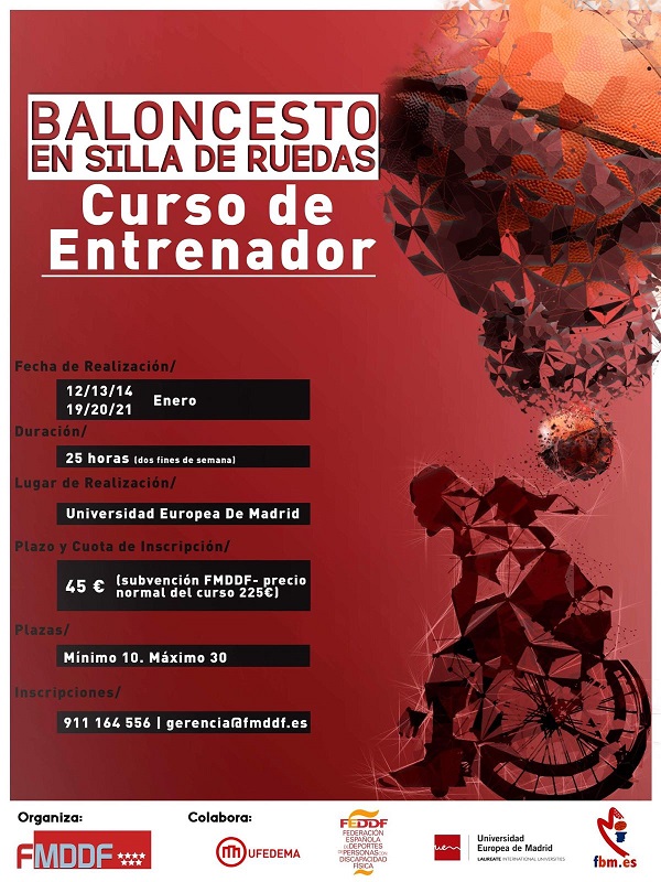 Aforo completo en Madrid para el I Curso de Entrenador de Baloncesto en Silla de Ruedas