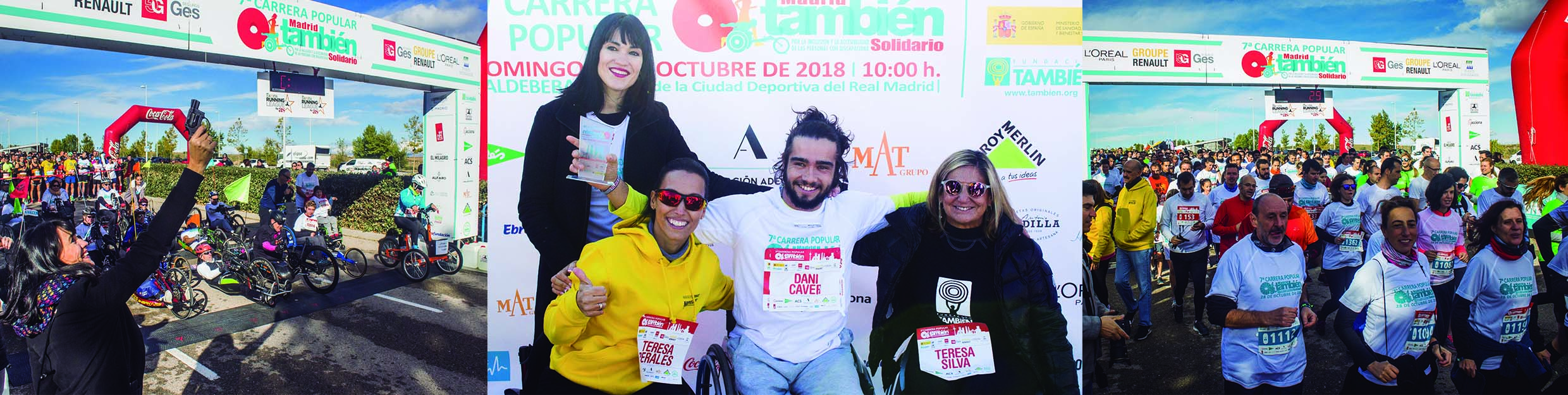 Irene Villa, Teresa Perales y Daniel Caverzaschi apoyaron esta mañana la carrera popular Madrid También Solidario por las personas con discapacidad 