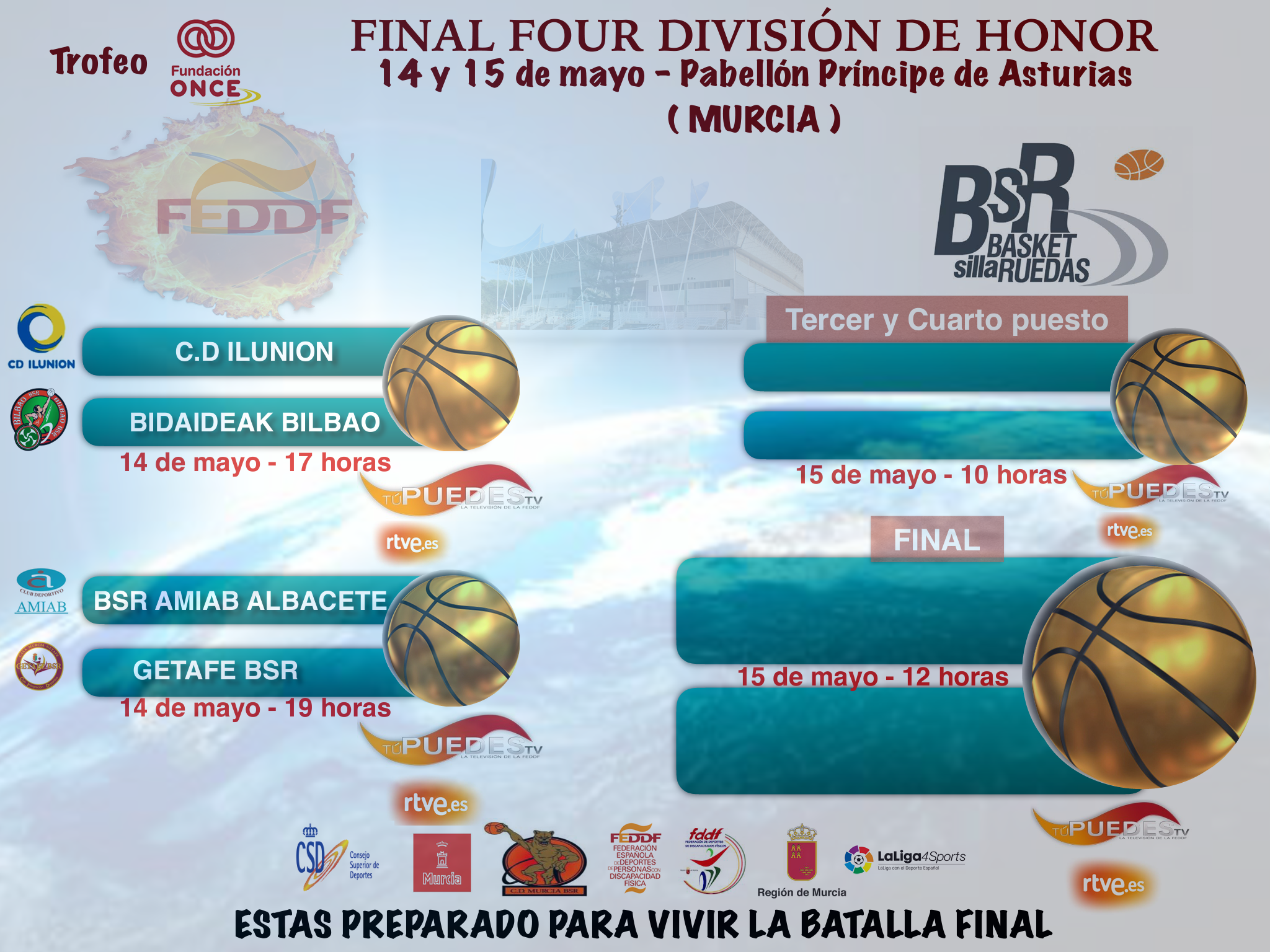 Murcia espera al Bidaideak en la Final Four de Baloncesto en Silla de Ruedas